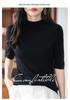 Women's Mid-Sleeve Knit Sweater - Slimming, Half-High Collar for Spring & Fall Fashion