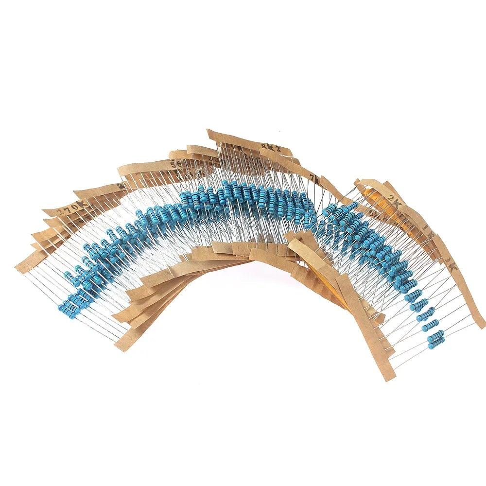 300PCS/Set 1/2W Metal Film Resistance 30Values 1% Electronic Resistors Assortment Kit 1k Ohm ~ 820K Ohm 0.5W Kit Resistores