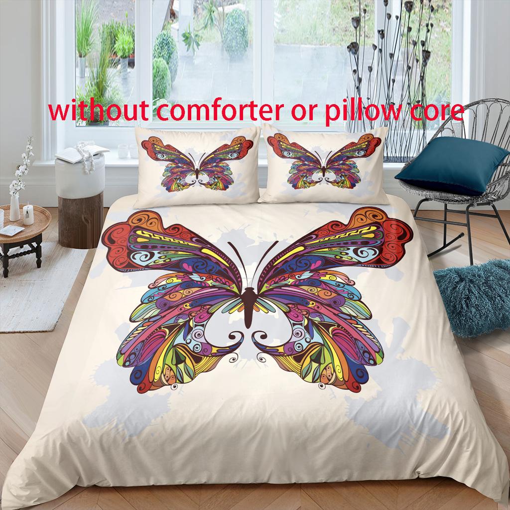 Styl motýla - Digitálně tištěná sada přikrývky - Polyester - Dekorace ložnice - 1 povlak na přikrývku + 2 povlaky na polštáře (žádné jádro polštáře)