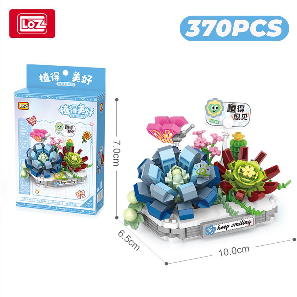 Non-Toxic Loz 3D Bouquet Succulent Plant Cactus Building Block Flower Toy Home Decoration Plant Bricks Rose Assembly Brick Toys Children