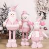 Pink Christmas Doll Decorations Santa Claus Snowman Elk Pink Sequin Telescopic Doll Home Xmas Ornaments Kids Gifts 2025