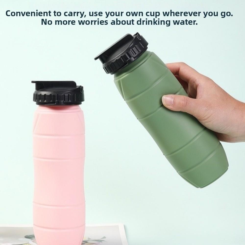 650ml Sports Water Bottle Silicone Folding Water Cup Drinkware Foldable Water Bottle  Camping