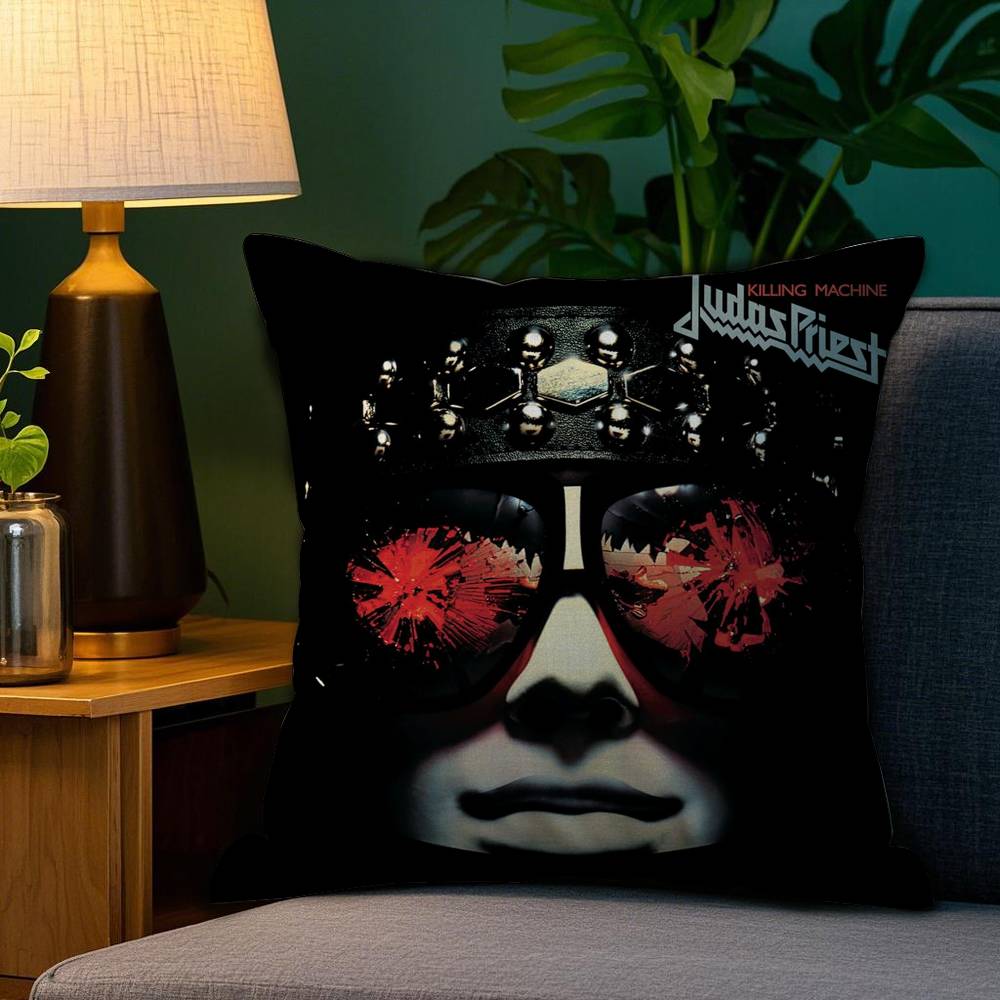 

J-Judas P-Priest Pillow Case Sofa Living Room Bedroom Double-sided Printing Square Cushion Nap Time Cushion Cover 12x12Inch