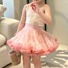 Girls' Single-Layer Puffy Tutu Skirt with Bow Knot Closure - Princess Mesh Design