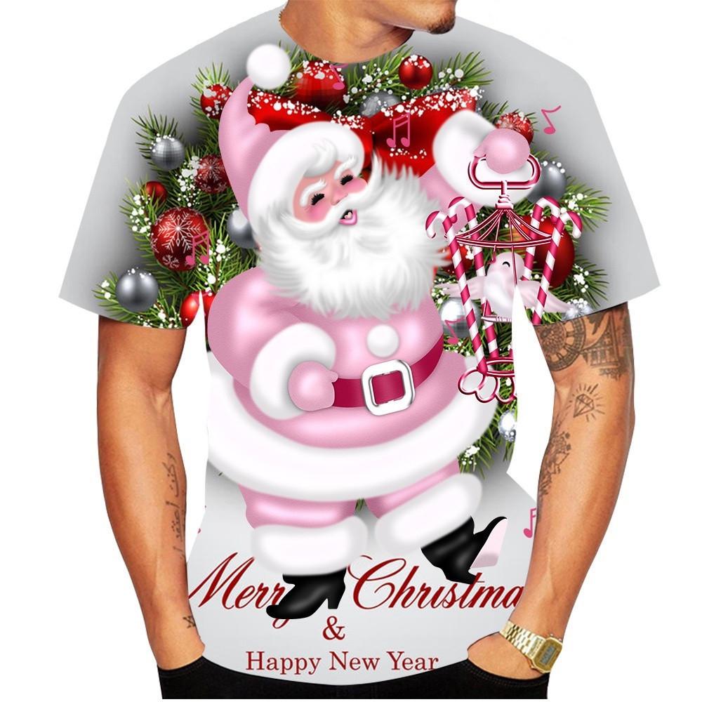 Santa Claus Anime Street Men/Women Christmas T-shirt Men's Holiday Dress Show T-shirt Street Wear Men's Clothing T-shirt