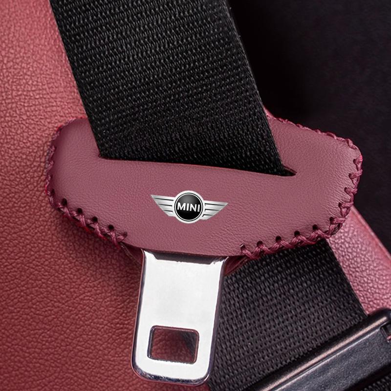 Car Safety Belt Plug Leather Protective Covers Accessory For BMW Mini Cooper Countryman Clubman R55 R56 R60 F54 F55 F56 Sticker FRT32