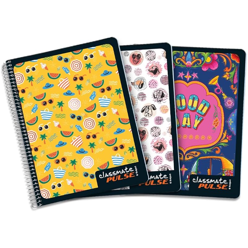 Classmate Pulse Notebook - 240 X 180, 300 Pages, Single Line, Wiro Binding, Pack Of 3
