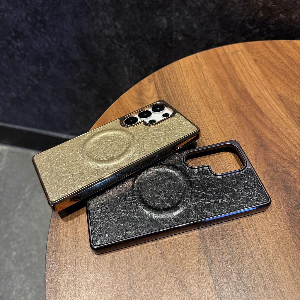 Samsung S25edge Handyhülle S25u Schutzhülle Galvanisiertes Explodiertes Ledermuster Magnetisch S24fe Neues Modell