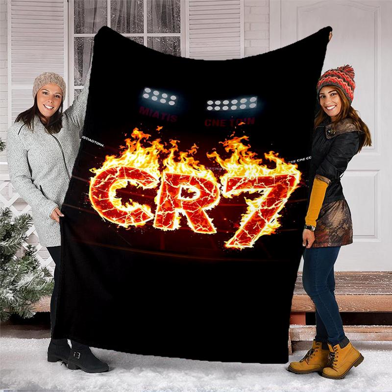 CR7 Fireworks Blanket Personalized Name Flannel Blanket Soft Cozy Plush Throw for Sofa Bed Lightweight Home Décor