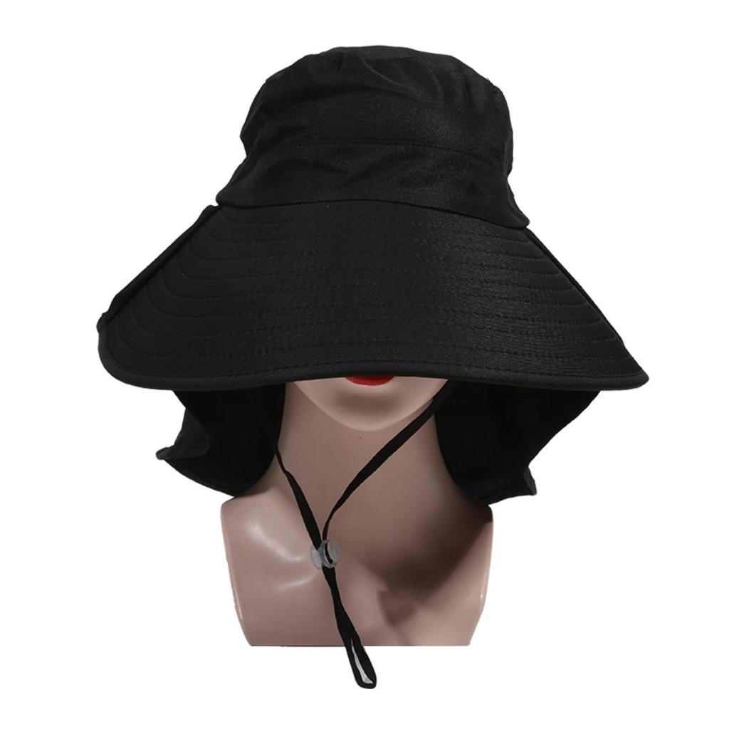 Women Summer Sun Hat Solid Color Fisherman Cap Ladies Visors High Quality Anti-UV Wide Brim Neck Protection Sunshade Hats