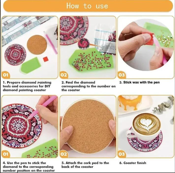 5D Diamond Painting: Mandala Coaster Set  Home Decor