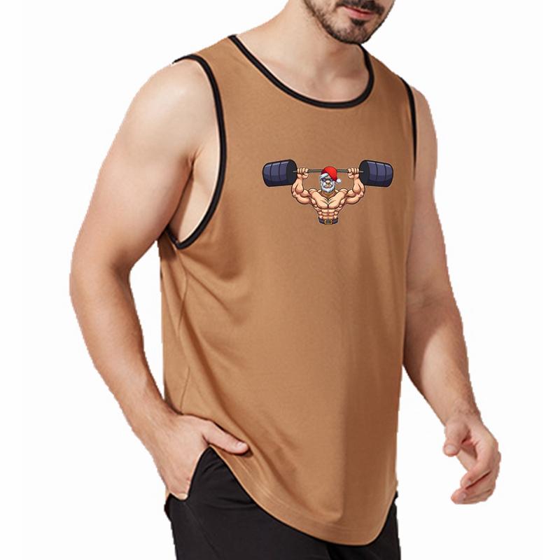 Fitness Sommer Herren Fitness Running Schnelltrocknendes bedrucktes ärmelloses Unterhemd mit Rundhalsausschnitt Muscle Undershirt Gym Workout Weste