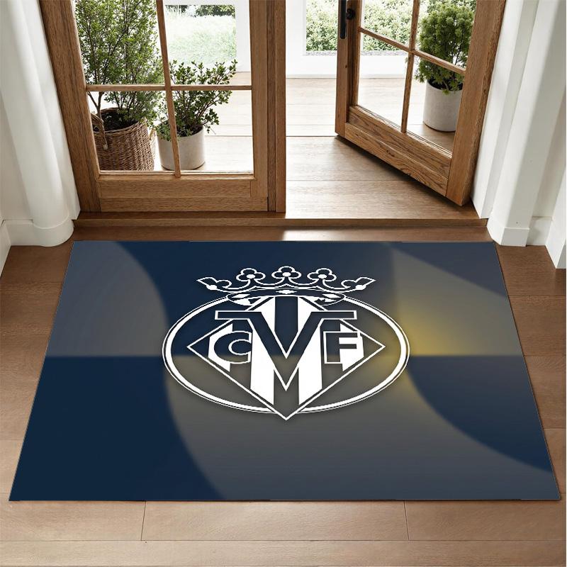 Villarreal FC Design Crystal Velvet Rug Soft Decorative Mat for Bedroom Entrance