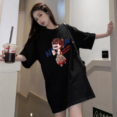 Women's Short Sleeve T-shirt Summer Long T-shirt Dress Cover Buttock Dress