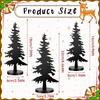 3 Pcs Black Metal Christmas Tree Decor with Wooden Base, Rustic Farmhouse Tabletop Centerpiece for Cabin Home Mantel Shelf Gift