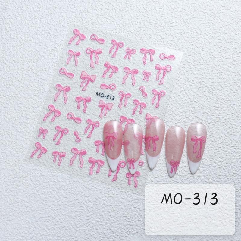White Bows Nails Art Stickers Ribbon Bows Nail Decals 3D Bowknot Nail Sticker Nails Art Decoration for Women Girls