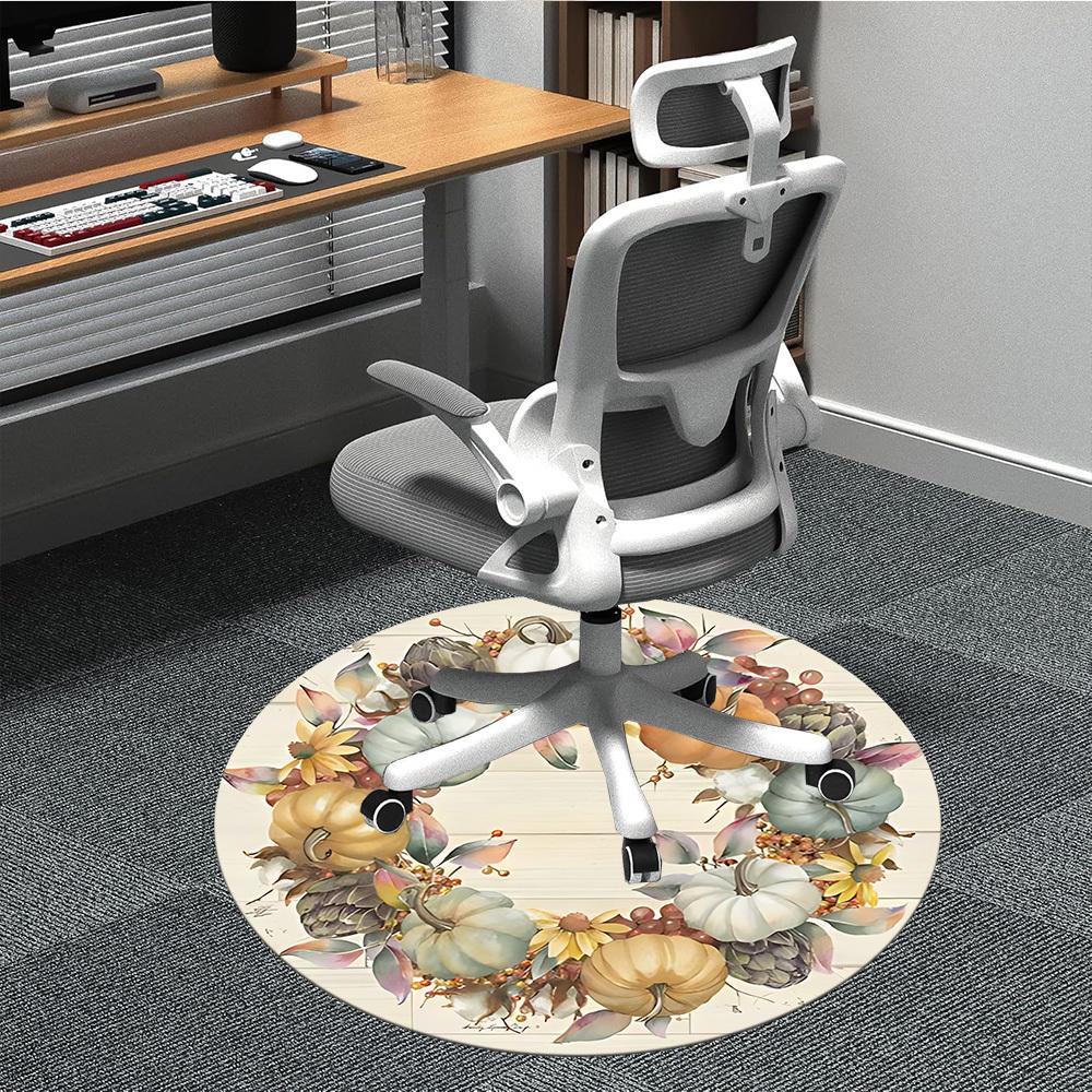 

1pc Autumn Pumpkin Wreath Chair Carpet for Office, Soft Comfortable Mat For Office, Living Room, Bedroom, Machine Washable Carpet yy251112173 80cm by 80cm