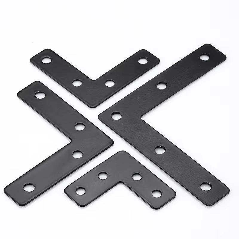 1Pcs of Stainless Steel and Black Paint Thickened Corner Code and L-Shape Triangular Flat Connector Fixed with Screws