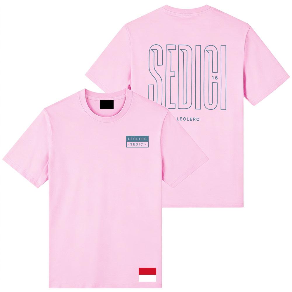 

SEDICI TEE Charles No.16 Leclerc T-shirt Short Sleeve 100%Cotton Summer O-neck Fashion Tshirts Unisex Streetwear Racing Driver Shirt Men women clothes XS розовый