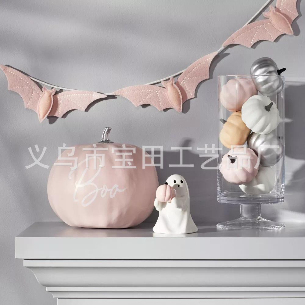 New creative halloween cute ghost ghost hugging powder pumpkin bat resin statue halloween decoration
