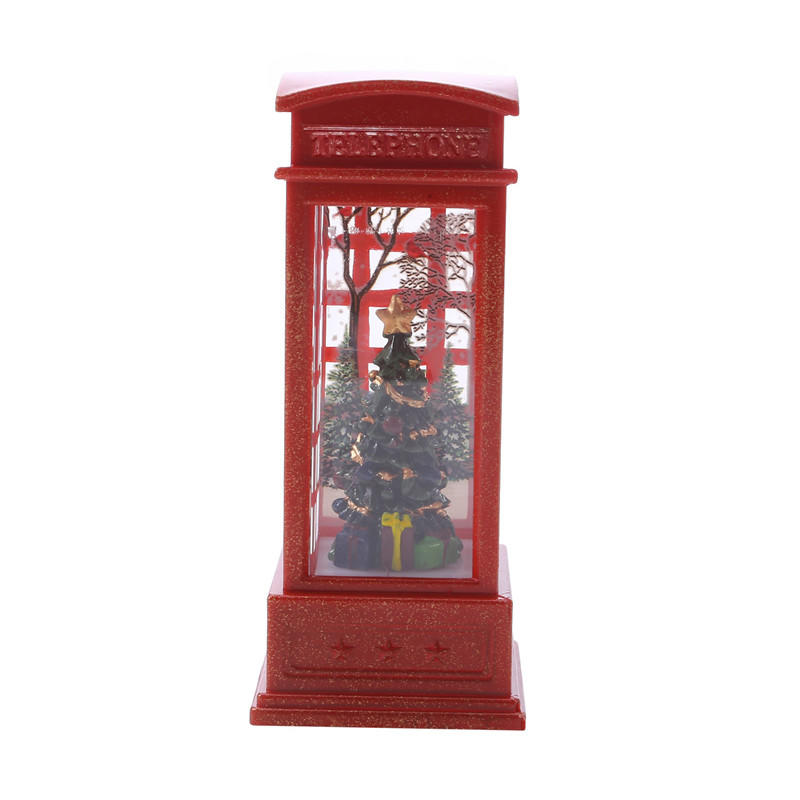 

Vintage Telephone Booth Designed Ornament Christmas Creative Snow Telephone Booth Table Decor One Size