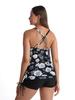 Conservative Print Plus Size Boyleg Tankini, Two-Piece Tummy Control Slimming Swimwear.