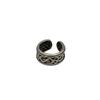 Vintage Double-Sided Totem Ring with Aged Woven Texture - Artistic Retro Design