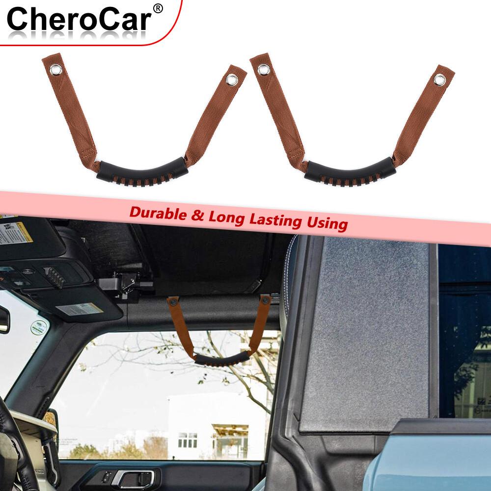 2 Pack Roll Bar Grab Handles Grip Handle Brown Accessories For Ford Bronco