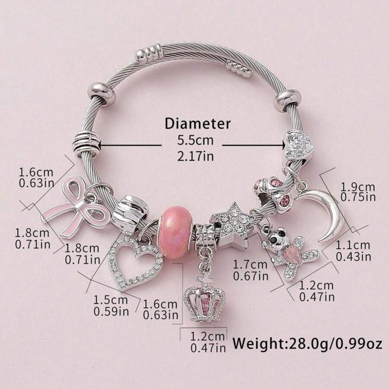 Trendy Women's Bow Heart Link Bracelet Comfortable Adjustable Fashion Jewelry for Party Date Travel