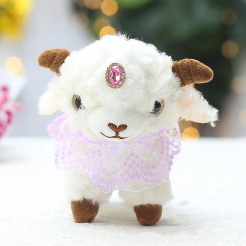 White Fluffy Sheep Stuffed Animal Soft Breathable Washable Fabric Adorable Big Eyes Great Gift for Kids Travel Companion