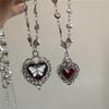 Gothic Rock Black Heart Pendant Love Chain Necklace For Women Men Y2K Personalized Halloween Charm Grunge Jewelry Accessories