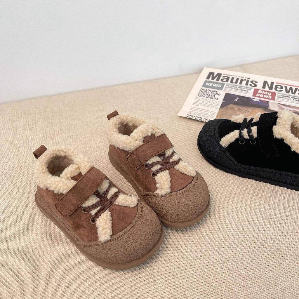 Children's cotton shoes 2025 winter new boys' velvet board shoes girls' warm two cotton shoes soft-soled baby Birkenstocks