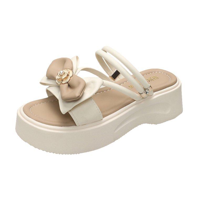 

Summer wear 2025 new muffin temperament increases fairy beach shoes small fragrant wind platform sandals woman 40 бежевый