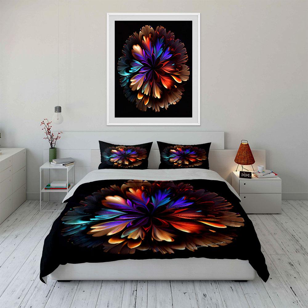 Vibrant Abstract Floral Decor Trio  Kid'S And Adults' Bedroom Decor, Exquisite Three-Piece Bedding Set Gift
