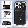 For iPhone 15 Series.for iPhone 15,15 Plus,15 Pro,15 Pro Max Shoulder Strap Rope Ring Bracket Design Card Holder Slots Lichee Pattern Cover Phone Case