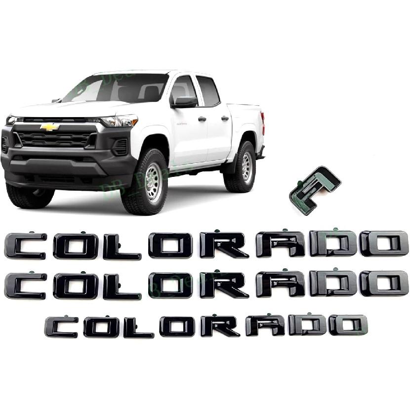 Overlay New Emblem 3D Letter Side Door Rear Tailgate Badge Nameplate Compatible with 2023-2024 Colorado Set (Glossy Black)