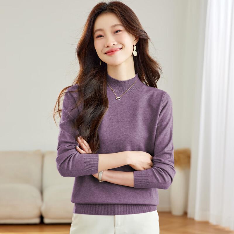 SNOWFLYING Women's Mock Neck Long Sleeve Knit Top
