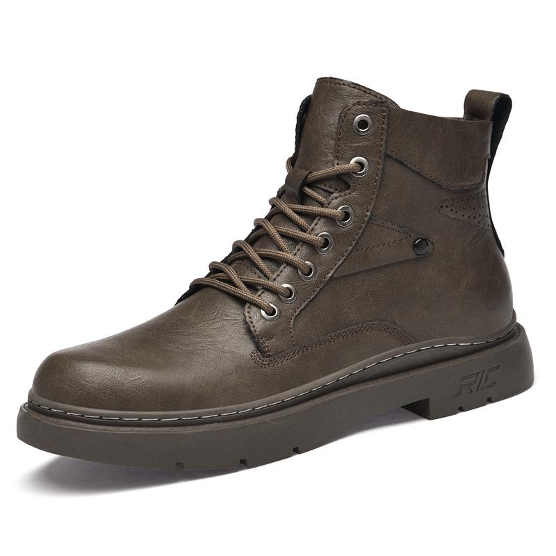 Men s Retro High-Top Leather Boots - Autumn/Winter Fashion, British Style Casual Work Boots 41