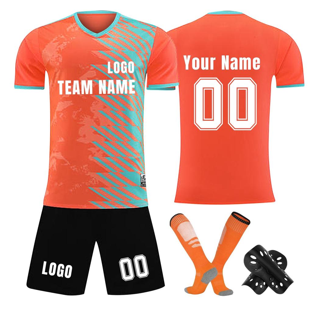 Personalisierte Shirts Kit Herren Mädchen mit Namen Nummer benutzerdefinierte Fußballtrikots für Jungen Trainingsanzug