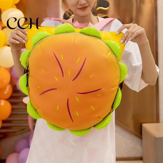 Creative Cheeseburger Bag Hamburger Backpack with Adjustable Straps Realistic 3D Design Funny Food Accessory Large Capacity Spacious Compartments