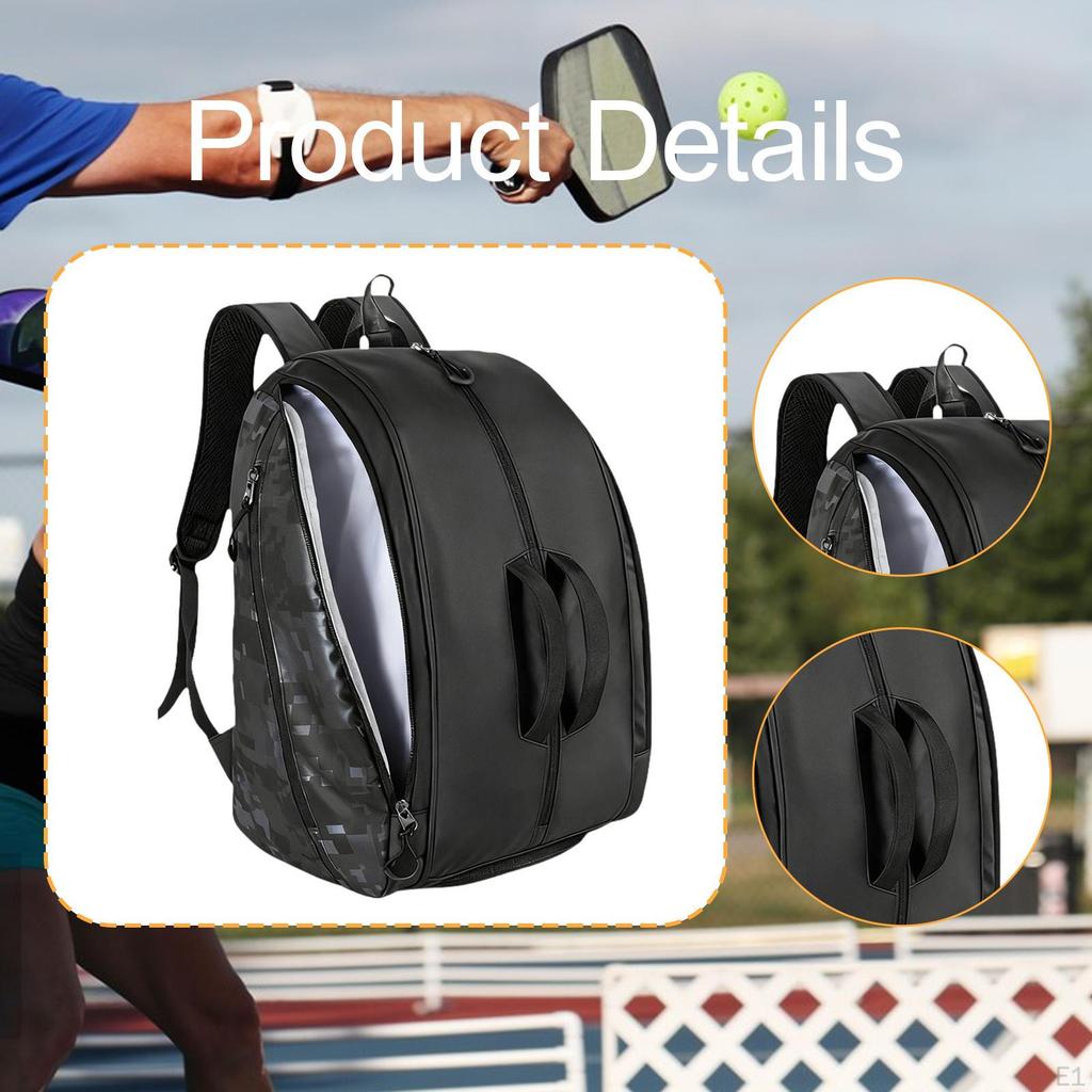 Pickleball Backpack Nylon Adjustable Shoulder Straps Accessories Paddle Carrying Bag for