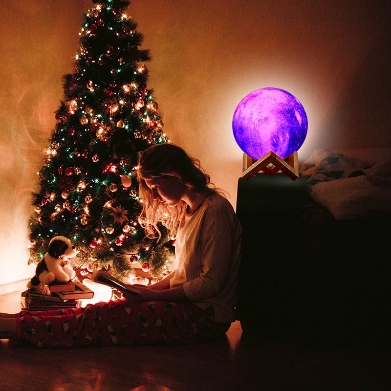3D Planetenlampe 16 Farben LED Mondlampe Nachtlicht USB Wiederaufladbar