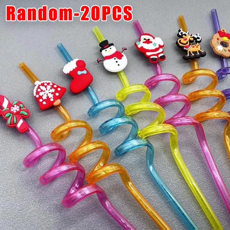 Wiederverwendbare Weihnachtsmann-Strohhalme Weihnachts-Trinkhalme mit Schneeflocken Niedliche Partyartikel für die Feiertage als Weihnachtsgeschenkidee