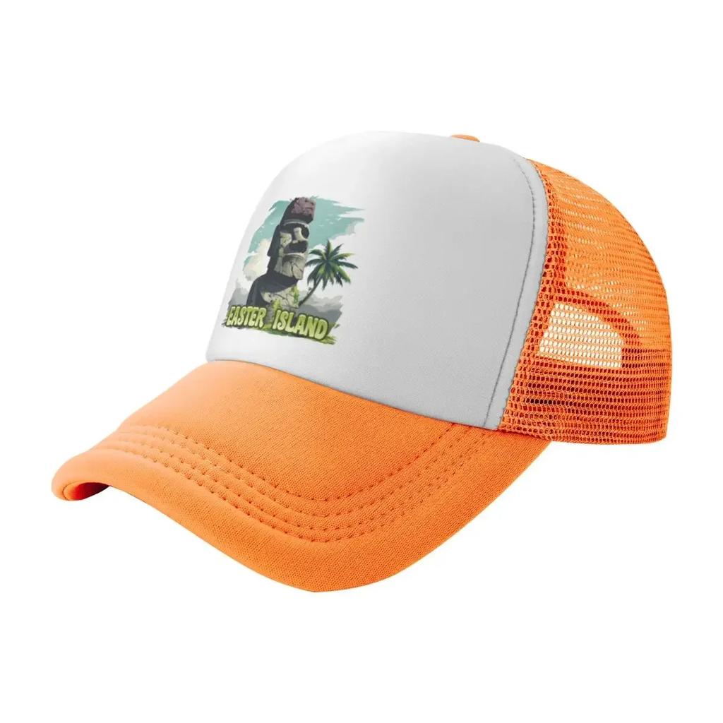 Easter Island Chile Camping Mesh Baseball Caps Women Camping Male Beach Coquette Hat Trucker Cap