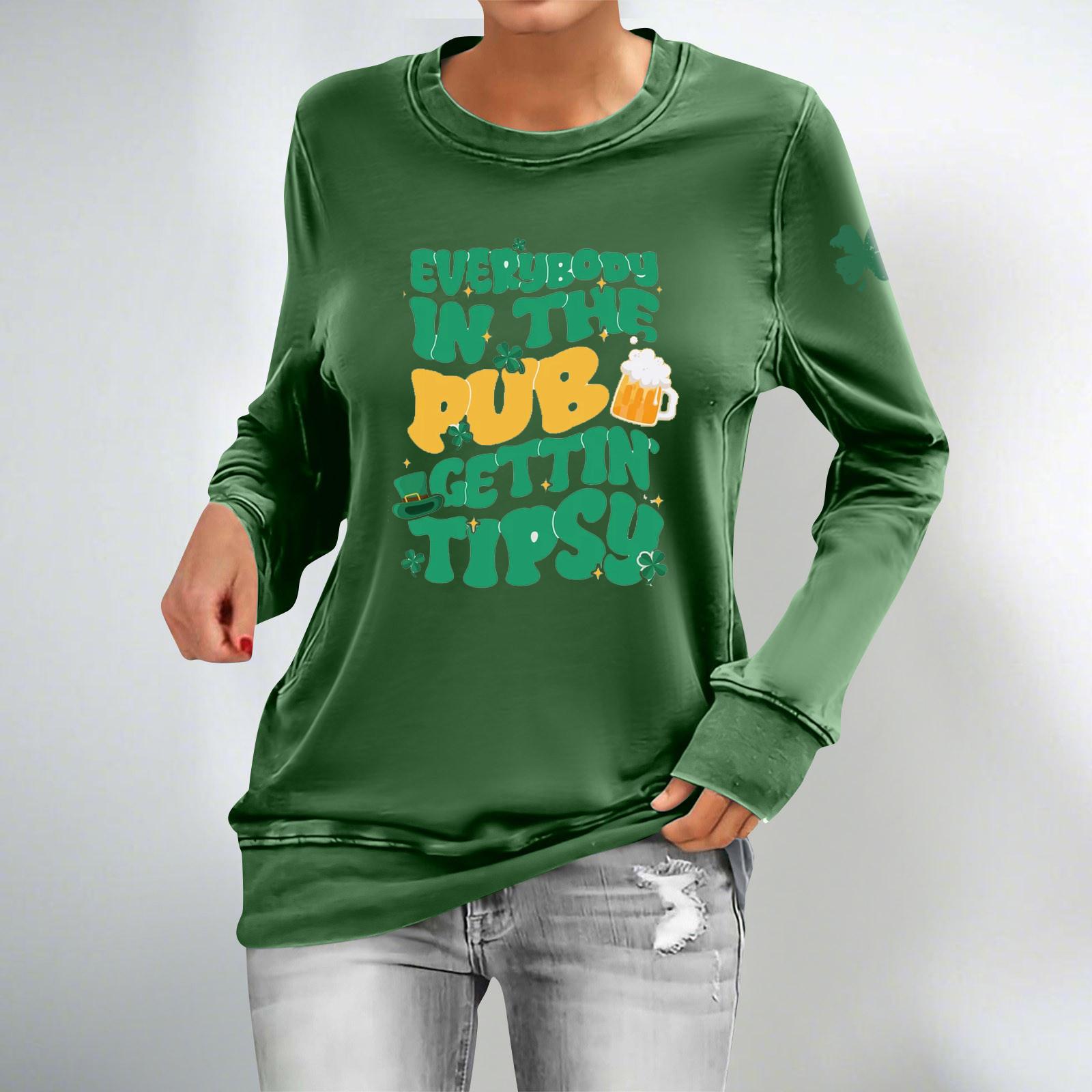 

Женские повседневные модные толстовки с длинным рукавом и круглым вырезом с принтом, пуловер, топ L армия зеленый