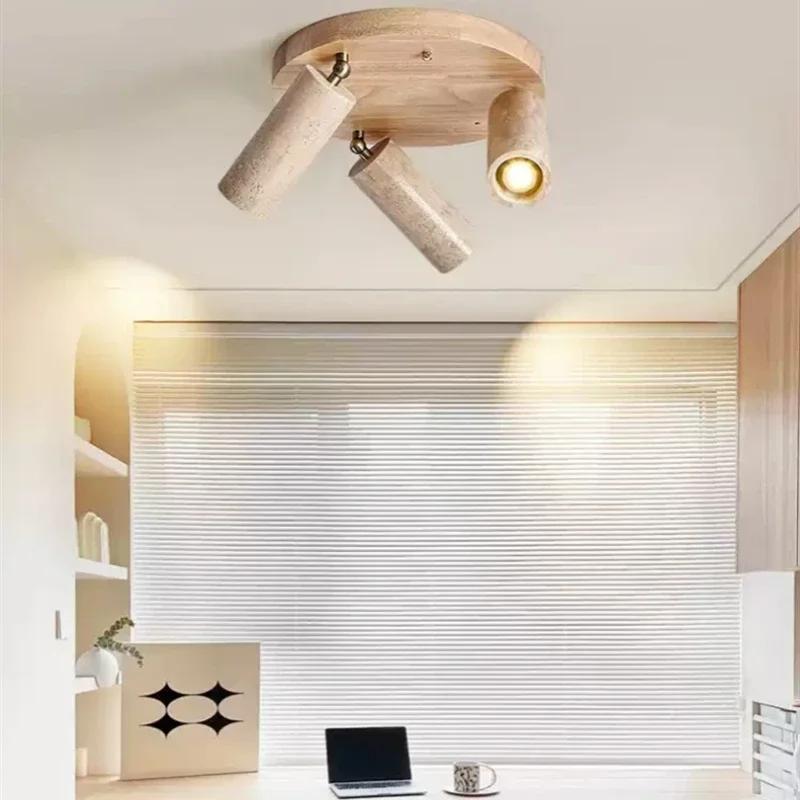 Retro natural cave stone LED ceiling light adjustable spotlight Nordic wabi sabi ceiling light decorative lighting fixtures
