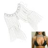 Handcrafted Crystal Tassels Shoulder Necklace Punk Style Body Chain Jewelry Shoulder Chain Charm For Festival Outfits