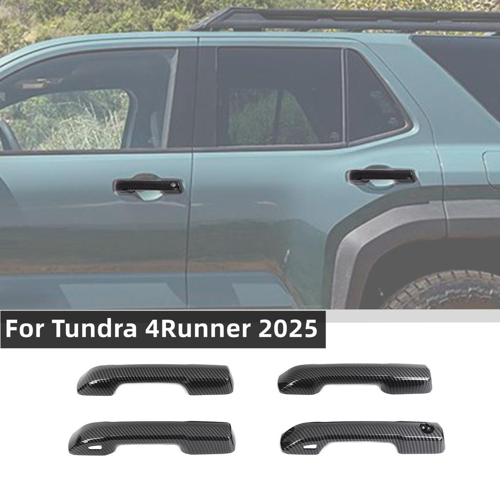 4x Carbon Fiber Door Handle Covers For Tundra 4Runner 2025 w/keyless Accessories