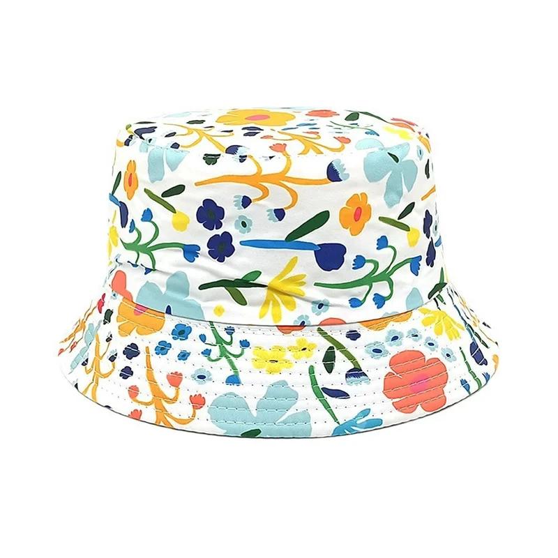 Spring and Summer Polyester Cartoon Print Bucket Hat Outdoor Travel Sun Cap For Boy and Girl 107