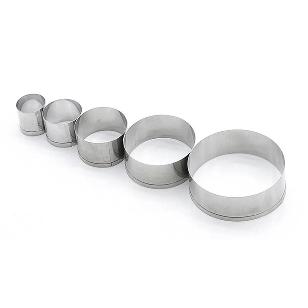 5pcs Cake Cookie Mould Cutter Round Circle Shape Stainless Steel Diy Fondant Mold Tools Kitchen Gadgets and Accessories Tool